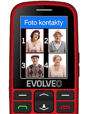 Evolveo Easyphone EG telefon na tipke za starejše z GPS sledilnikom - rdeč