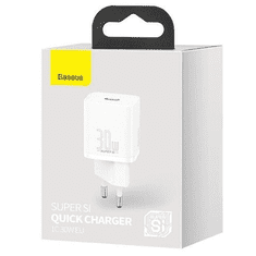 BASEUS Adapter hišni polnilec 220V Super-SI Quick Charge 30W vhod Type C - Original (EU Blister) - bel
