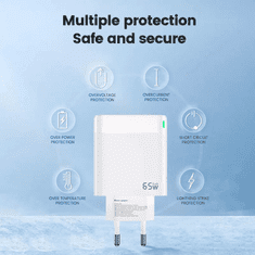 Jellico Hišni adapter C79 220V Gun Quick Charge PD 65W vhod 1x USB A in 2x Type C - bel