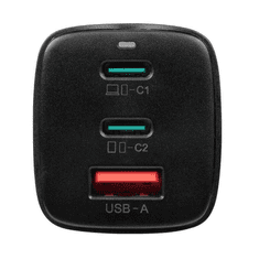 Onasi Hišni polnilec adapter FlashBang Gun Fast Charge PD 65W vhod 1x USB A in 2x Type C črn