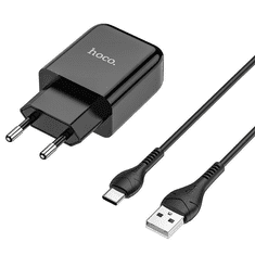 Hoco Pametni hišni polnilec N2 z USB vtičem in s polnilnim kablom Type C 2,1A 10,5W za Samsung - črn