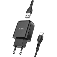 Hoco Pametni hišni polnilec N2 z USB vtičem in s polnilnim kablom Type C 2,1A 10,5W za Samsung - črn