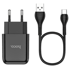 Hoco Pametni hišni polnilec N2 z USB vtičem in s polnilnim kablom Type C 2,1A 10,5W za Samsung - črn
