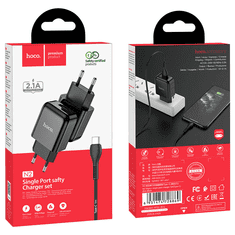 Hoco Pametni hišni polnilec N2 z USB vtičem in s polnilnim kablom Type C 2,1A 10,5W za Samsung - črn