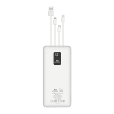 RivaCase Prenosna baterija VA2220 ("Powerbank") 20.000 mAh 10W, bel z LCD ekranom in 4 podatkovni kabli (MicroUSB, Type-C, Lightning, USB-A)