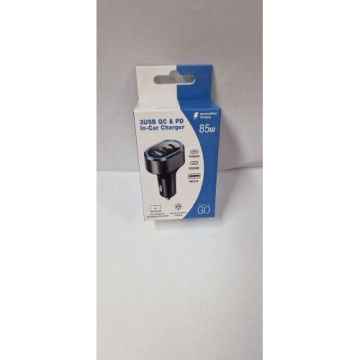 Pama Avtopolnilec PDQSC adapter 1 x USB-A in 2x Type C PD 85W 3,0 QC - črno moder