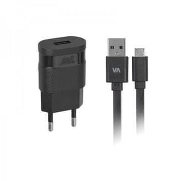 RivaCase HIŠNI POLNILEC VA4111 1A + podatkovno polnilni kabel MicroUSB
