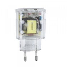RivaCase Hišni polnilec VA4123 TD1 3,4A 2x USB + podatkovno polnilni kabel Micro USB - prozoren