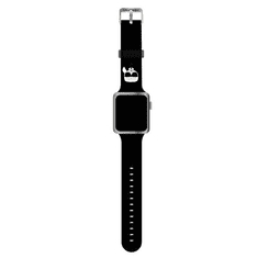 Karl Lagerfeld Silikonski pašček za uro Apple Watch 38 / 40 mm - Karls Head - črn - KLAWMSLKK