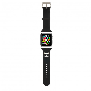 Karl Lagerfeld Silikonski pašček za uro Apple Watch 38 / 40 mm - Choupettes Head črn - KLAWMSLCK