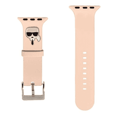 Karl Lagerfeld Silikonski pašček za uro za Apple Watch 42 / 44 / 45 mm - Karls Head - roza - KLAWLSLKP