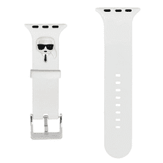 Karl Lagerfeld Silikonski pašček za uro za Apple Watch 42 / 44 / 45 mm - Karls Head - bel - KLAWLSLKW