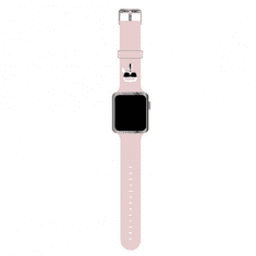 Karl Lagerfeld Silikonski pašček za uro za Apple Watch 42 / 44 / 45 mm - Karls Head - roza - KLAWLSLKP