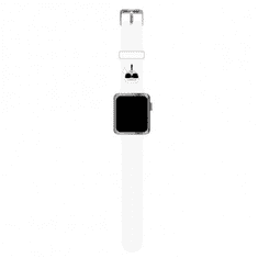 Karl Lagerfeld Silikonski pašček za uro za Apple Watch 42 / 44 / 45 mm - Karls Head - bel - KLAWLSLKW