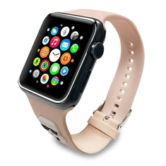 Karl Lagerfeld Silikonski pašček za uro Apple Watch 38 / 40 mm - Karls Head - roza - KLAWMSLKP