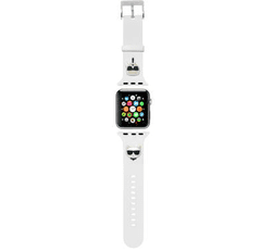 Karl Lagerfeld Silikonski pašček za uro za Apple Watch 42 / 44 / 45 mm - Heads - bel - KLAWLSLCKW