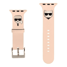 Karl Lagerfeld Silikonski pašček za uro za Apple Watch 42 / 44 / 45 mm - Heads - roza - KLAWLSLCKP