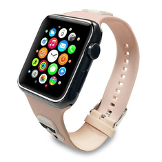 Karl Lagerfeld Silikonski pašček za uro za Apple Watch 42 / 44 / 45 mm - Heads - roza - KLAWLSLCKP