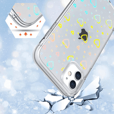 Onasi Clear Case silikonski ovitek Hologram za iPhone 13 6.1 - prozoren s srčki