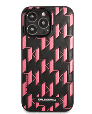 Karl Lagerfeld Originalen ovitek iPhone 13 Pro - Monogram Plaque - črna pink zaščita - KLHCP13LMNMP1P