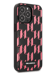 Karl Lagerfeld Originalen ovitek iPhone 13 Pro - Monogram Plaque - črna pink zaščita - KLHCP13LMNMP1P