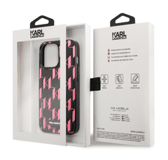 Karl Lagerfeld Originalen ovitek iPhone 13 Pro - Monogram Plaque - črna pink zaščita - KLHCP13LMNMP1P