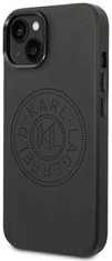 Karl Lagerfeld Originalen ovitek iPhone 14 6.1- Perforated Logo - črna usnjena zaščita - KLHCP14SFWHK