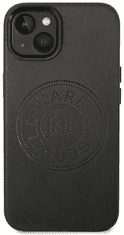 Karl Lagerfeld Originalen ovitek iPhone 14 6.1- Perforated Logo - črna usnjena zaščita - KLHCP14SFWHK