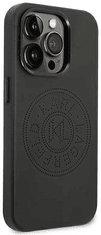 Karl Lagerfeld Originalen ovitek iPhone 14 Pro Max - Perforated Logo - črna usnjena zaščita - KLHCP14XFWHK