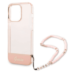 Guess GUHCP14XHGCOHP za iPhone 14 Pro Max - roza silikonski ovitek s perla zapestnico