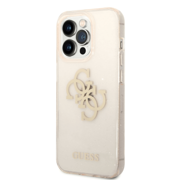 Guess GUHCP14XPCUGL4GGO ovitek za iPhone 14 Pro Max - prozoren z zlatimi bleščicami