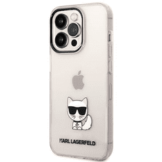 Karl Lagerfeld Originalen ovitek iPhone 14 6.1 - Choupette Logo - prozorno roza ovitek- KLHCP14SCTTRI