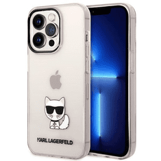 Karl Lagerfeld Originalen ovitek iPhone 14 6.1 - Choupette Logo - prozorno roza ovitek- KLHCP14SCTTRI