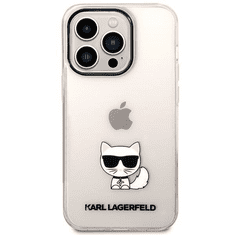 Karl Lagerfeld Originalen ovitek iPhone 14 6.1 - Choupette Logo - prozorno roza ovitek- KLHCP14SCTTRI