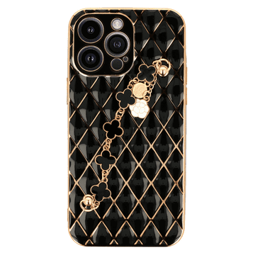 Onasi Glamur silikonski ovitek z zapestnico za iPhone 13 6.1 - črn