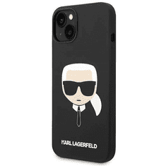 Karl Lagerfeld Originalen ovitek iPhone 14 Plus - Karls Head - črn silikonska zaščita - KLHCP14MSLKHBK