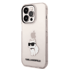 Karl Lagerfeld Originalen ovitek iPhone 14 Pro Max - IML NFT Choupette Logo - prozorno roza - KLHCP14XHNCHTCP