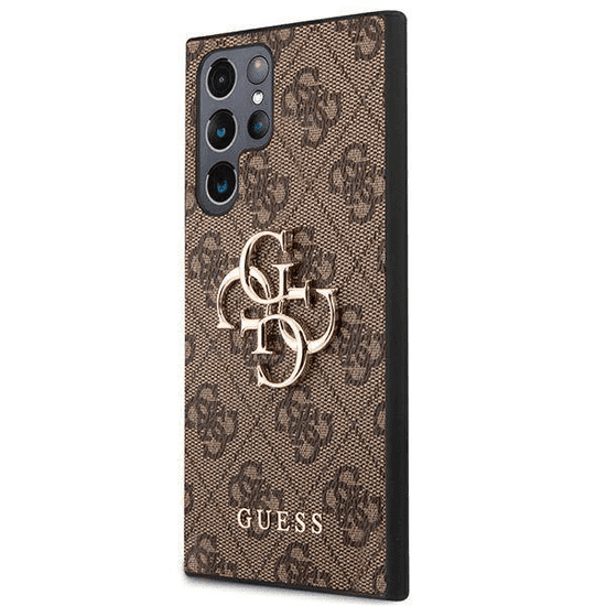 Guess GUHCS23L4GMGBR silikonski ovitek za Samsung Galaxy S23 Ultra 5G - rjav z zlatim logom