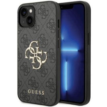 Guess GUHCP15M4GMGGR silikonski ovitek za iPhone 15 Plus - črn z zlatim logom