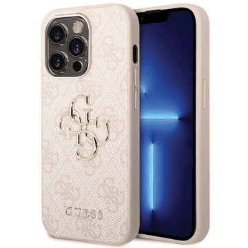 Guess GUHCP15L4GMGPI silikonski ovitek za iPhone 15 Pro - roza z zlatim logom