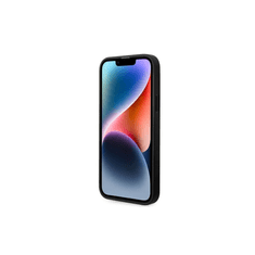 Karl Lagerfeld Originalen ovitek iPhone 14 6.1 - črna usnjena zaščita z belim napisom - KLHCP14SPGMLKFK