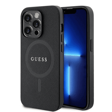 Guess Originalni ovitek GUHMP15LPSAHMCK z Magsafe Saffiano za iPhone 15 Pro - črn