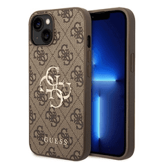 Guess GUHCP15S4GMGBR silikonski ovitek za iPhone 15 Plus - rjav z zlatim logom