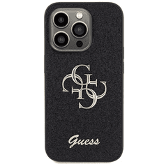 Guess GUHCP15LHG4SGK silikonski ovitek za iPhone 15 Pro - črn z bleščicami in zlatim logom