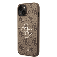 Guess GUHCP15S4GMGBR silikonski ovitek za iPhone 15 Plus - rjav z zlatim logom