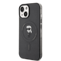 Karl Lagerfeld Originalen MagSafe ovitek iPhone 15, iPhone 14, iPhone 13 6.1 - Karls full body - prozorno črn - KLHMP15SHFCKNOK