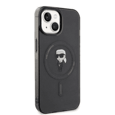 Karl Lagerfeld Originalen MagSafe ovitek iPhone 15, iPhone 14, iPhone 13 6.1 - Karls full body - prozorno črn - KLHMP15SHFCKNOK