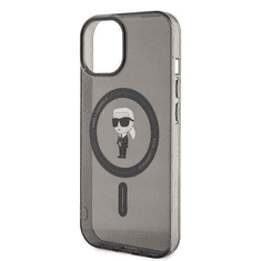 Karl Lagerfeld Originalen MagSafe ovitek iPhone 15, iPhone 14, iPhone 13 6.1 - Karls full body - prozorno črn - KLHMP15SHFCKNOK