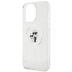 Karl Lagerfeld Originalen MagSafe ovitek iPhone 15 Pro Max - Karls full body - prozoren z bleščicami- KLHMP15XHGKCNOT