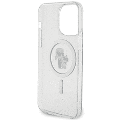 Karl Lagerfeld Originalen MagSafe ovitek iPhone 15 Pro Max - Karls full body - prozoren z bleščicami- KLHMP15XHGKCNOT